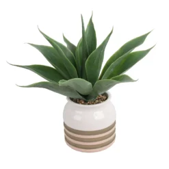 Artificial Aloe Vera In Striped Pot -Garden Decoration 12879278 1824858347884700
