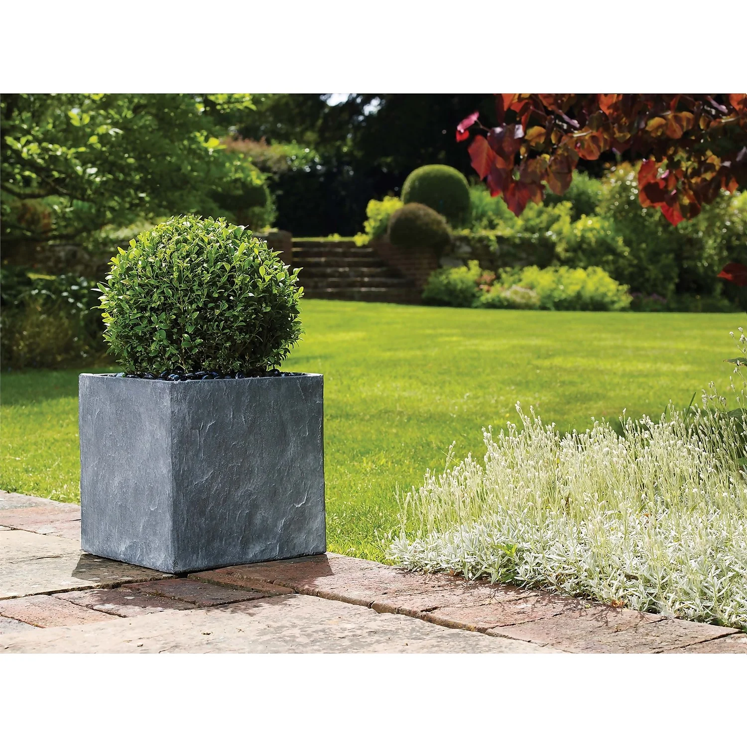 Slate Cube Pot - 26cm 2 Slate Cube Pot - 26cm - Image 2