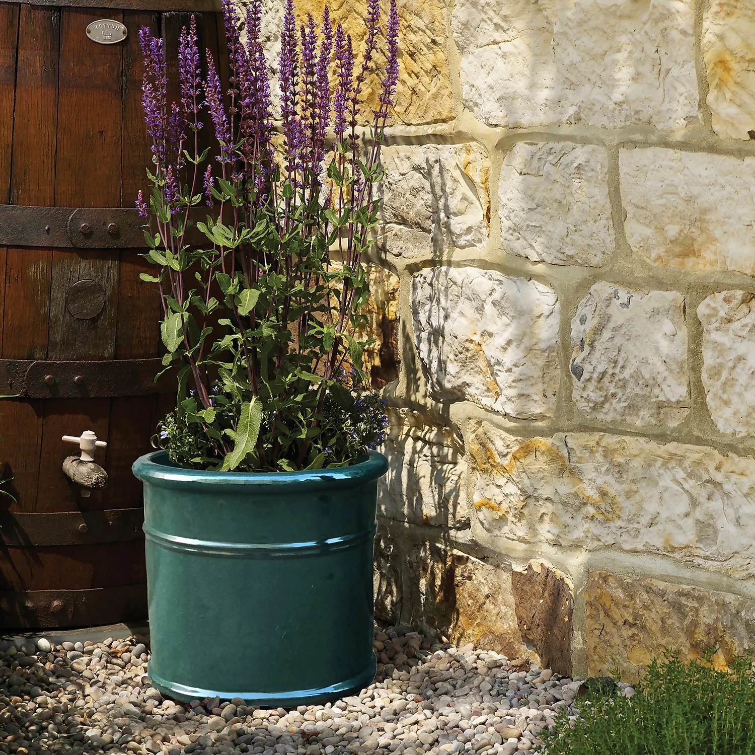 Malay Cylinder Green Plant Pot - 31cm 2 Malay Cylinder Green Plant Pot - 31cm - Image 2