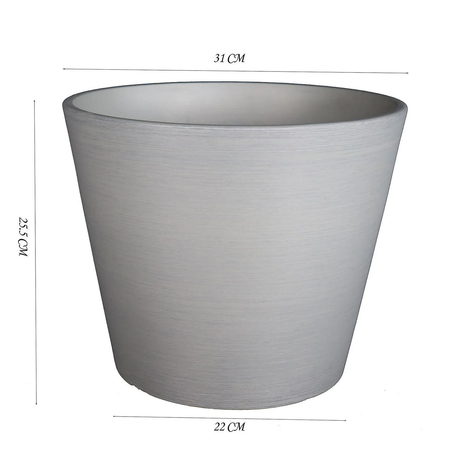 Light Grey Brush Planter - 30cm 2 Light Grey Brush Planter - 30cm - Image 2
