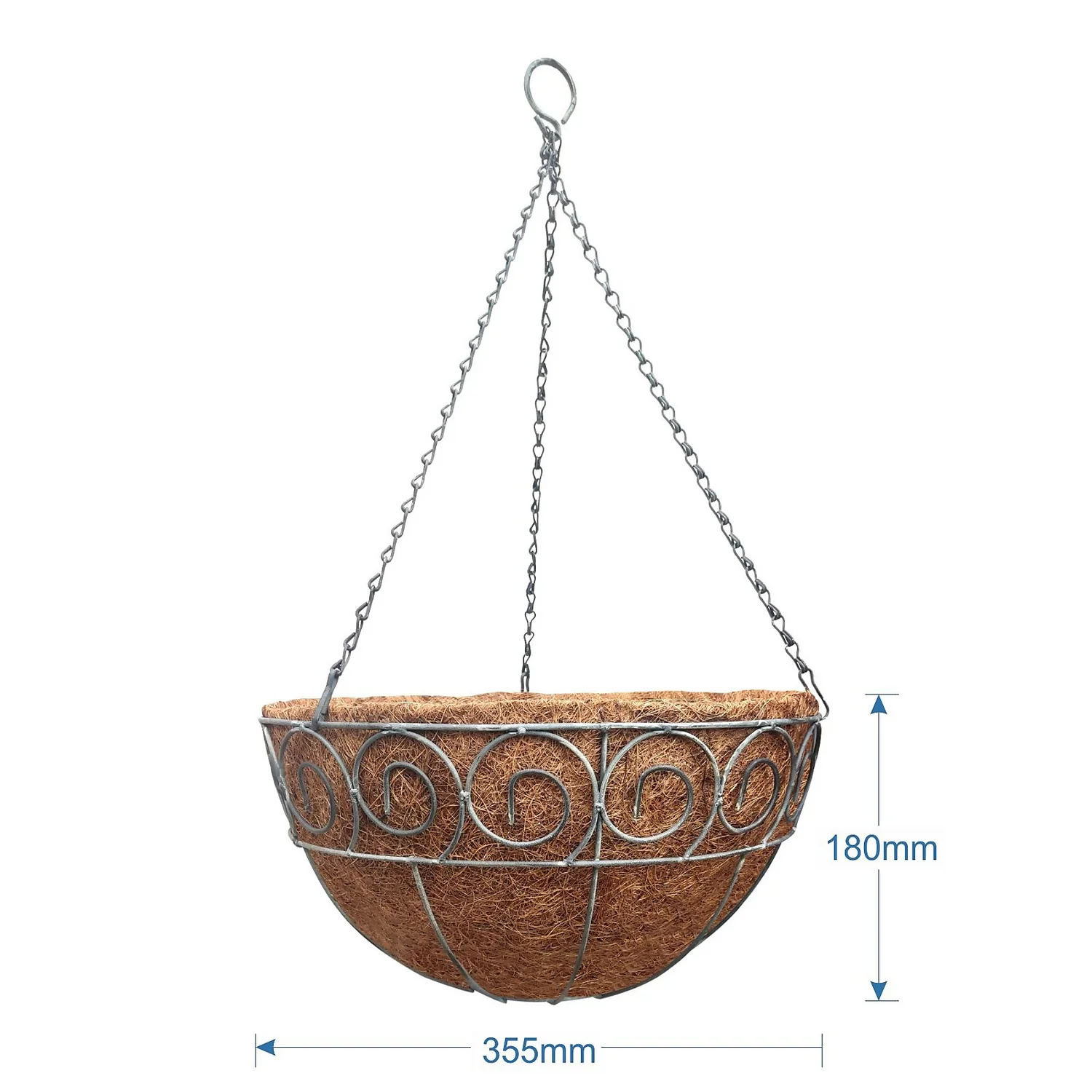 35 Cm Distress Finish Hanging Basket With Coco Liner 4 35 Cm Distress Finish Hanging Basket With Coco Liner - Image 4