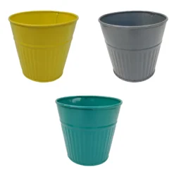 Ribbed Planter (3 Colour Mix) - 18cm