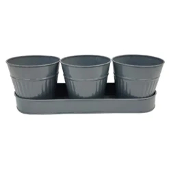 Zinc Ribbed Herb Pots & Tray -Garden Decoration 13193962 4194933502656404
