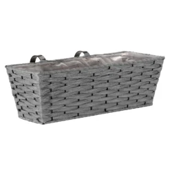 19in Faux Rattan Planter - Slate