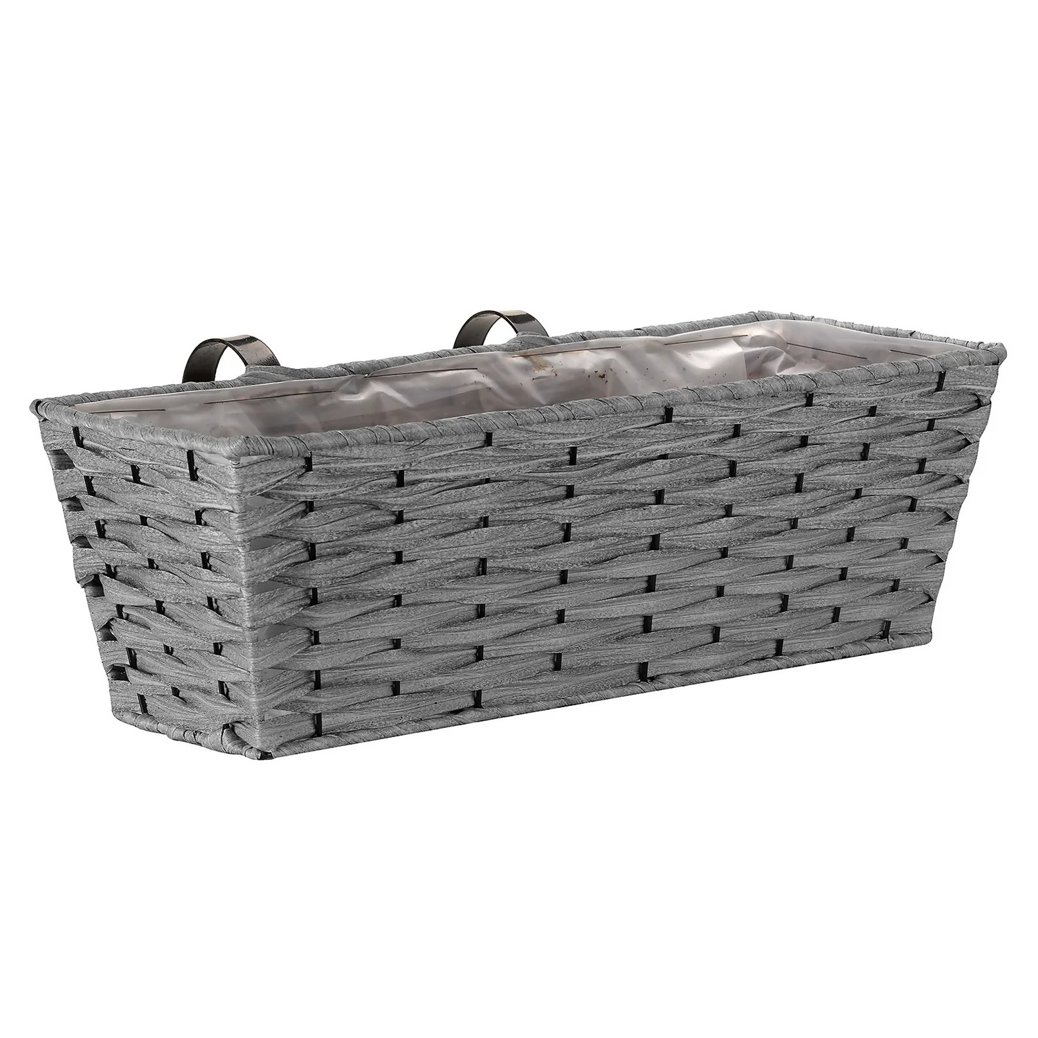 19in Faux Rattan Planter - Slate 1 19in Faux Rattan Planter - Slate