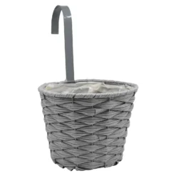 Faux Rattan Hanging Pot - Slate