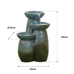 Stylish Fountain Glazed Trio Water Feature With LEDs -Garden Decoration 13846047 1304962028404822