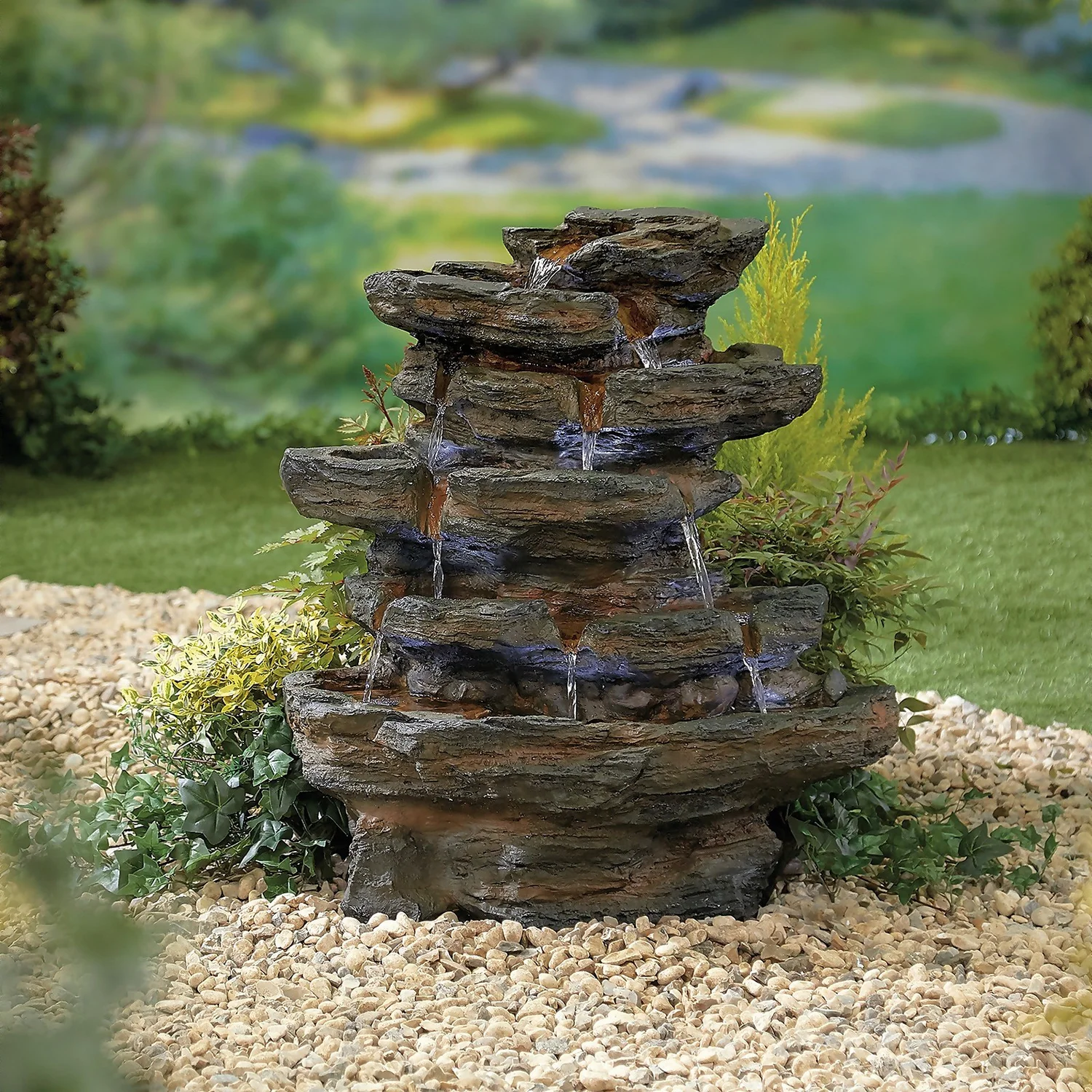 Stylish Fountain Red Rock Springs Water Feature With LEDs 2 Stylish Fountain Red Rock Springs Water Feature With LEDs - Image 2