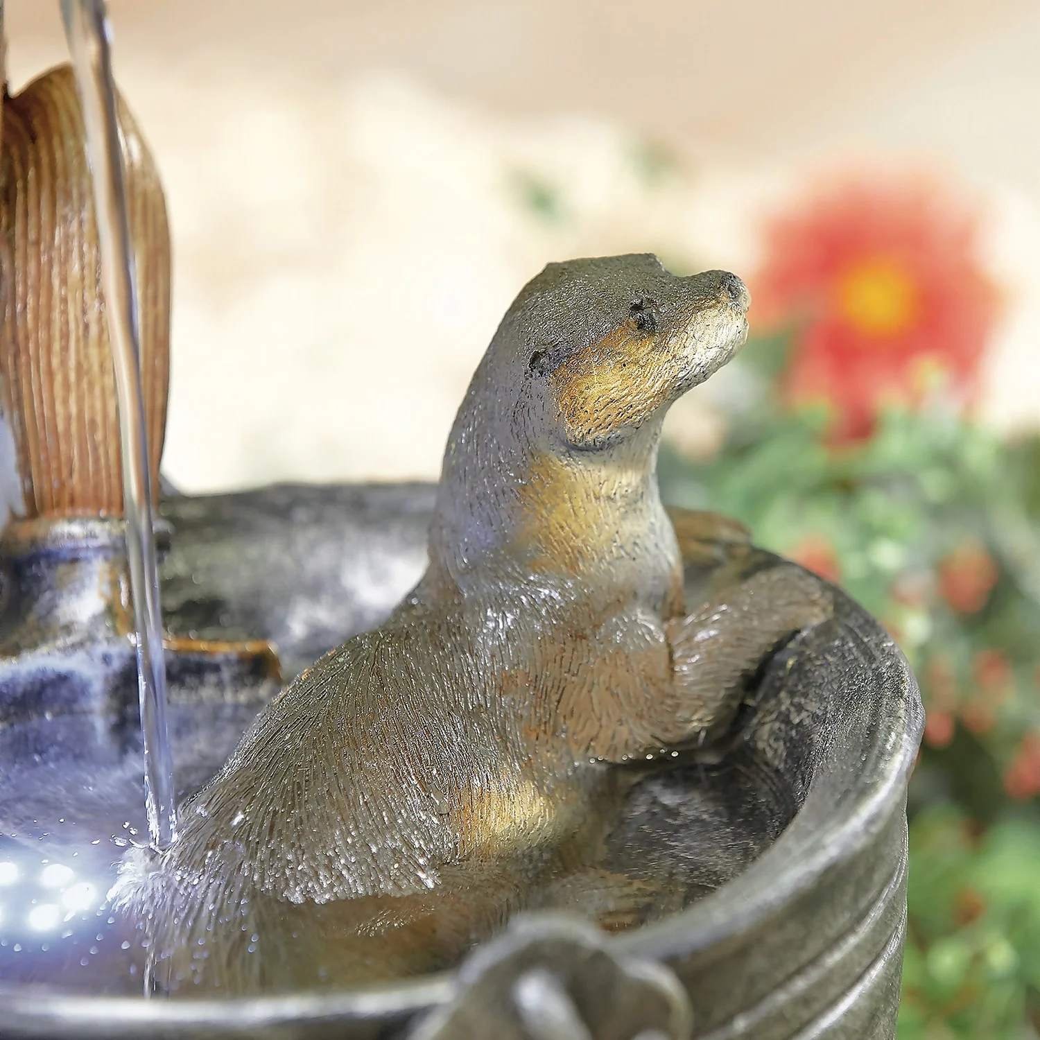 Stylish Fountain Playful Otters Water Feature With LEDs 5 Stylish Fountain Playful Otters Water Feature With LEDs - Image 5