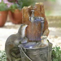 Stylish Fountain Playful Otters Water Feature With LEDs 10 Stylish Fountain Playful Otters Water Feature With LEDs -Garden Decoration 13846072 1884962027752889
