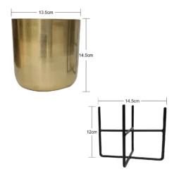 Brass Indoor Plant Pot With Cross Stand - 13.5cm 8 Brass Indoor Plant Pot With Cross Stand - 13.5cm -Garden Decoration 13887188 1104999809670185