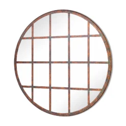 MirrorOutlet Metal Round Decorative Window Garden Mirror - 80cm
