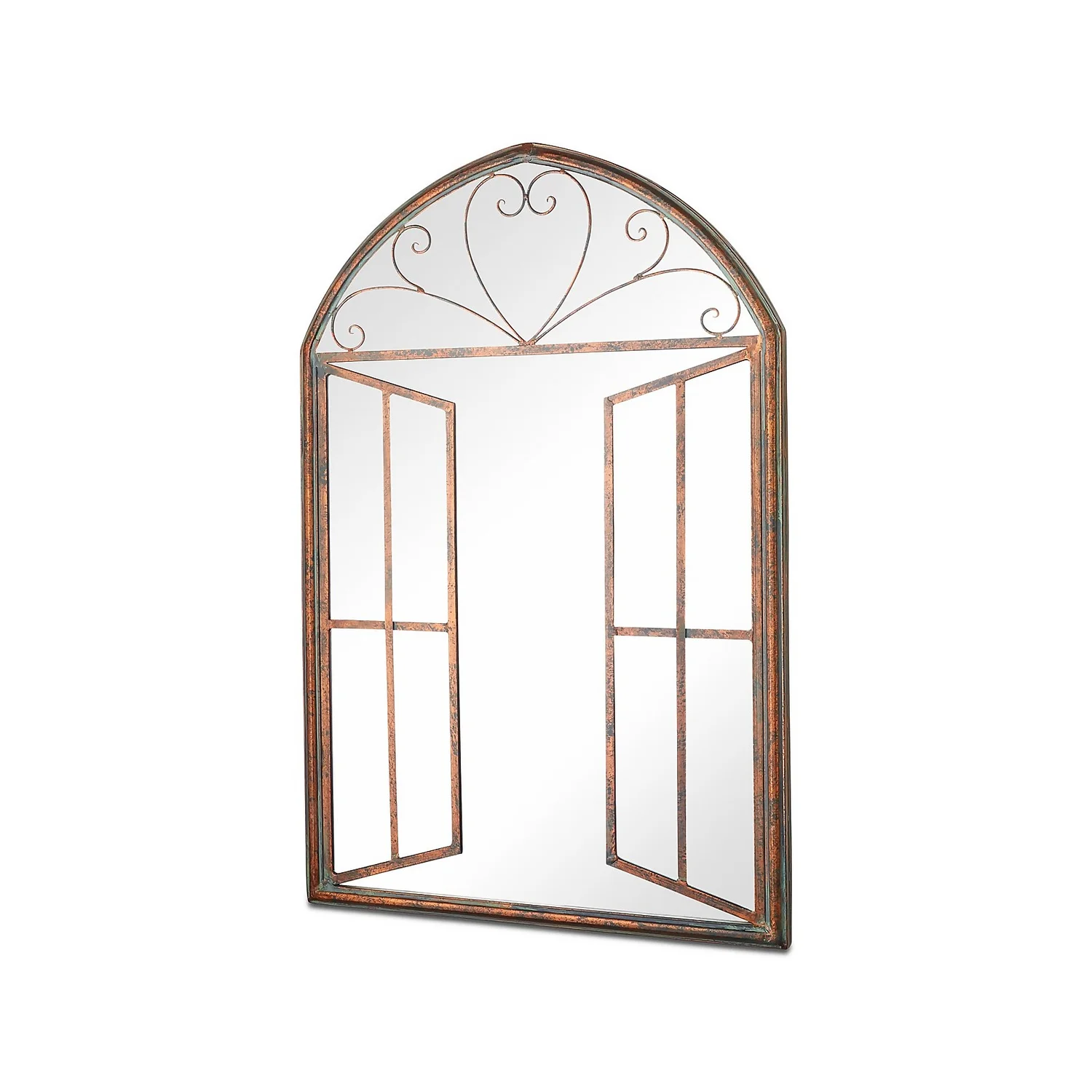 MirrorOutlet Metal Arched Decorative Window Effect Garden Mirror - 92x61cm 1 MirrorOutlet Metal Arched Decorative Window Effect Garden Mirror - 92x61cm