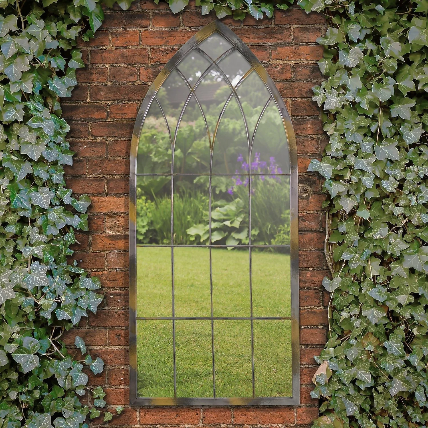 MirrorOutlet Rose Garden Rustic Arch Metal Garden Mirror- 115x50cm 1 MirrorOutlet Rose Garden Rustic Arch Metal Garden Mirror- 115x50cm