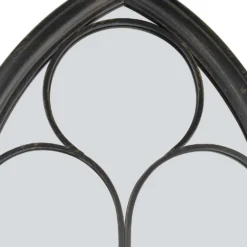 MirrorOutlet Black Somerley Chapel Arch Metal Garden Mirror - 112x61cm -Garden Decoration 13950556 1394987139719047