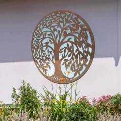MirrorOutlet Swirl Tree Round Garden Mirror - 100cm -Garden Decoration 13950587 1874987139291019