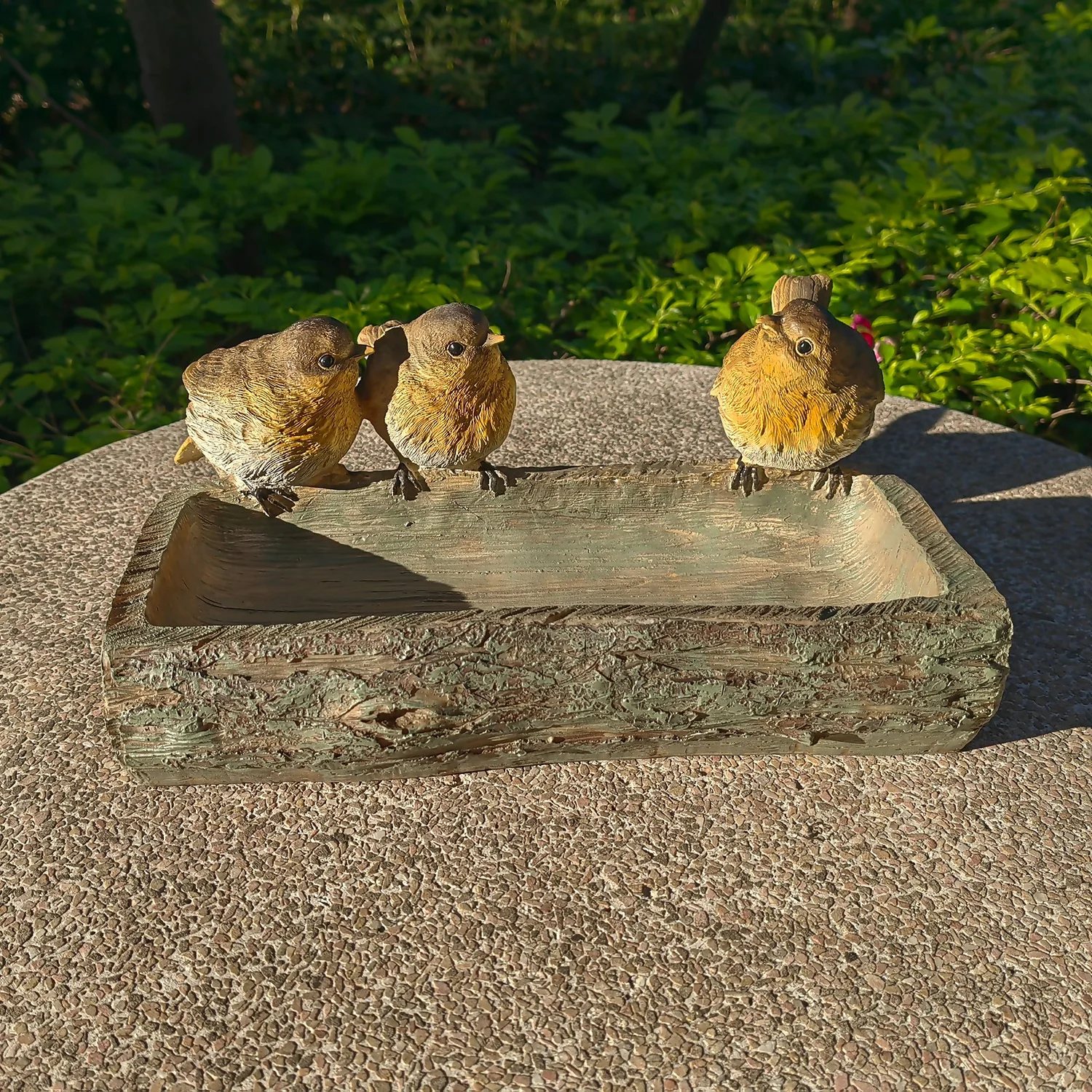 Homebase Wood Log Bird Bath With Birds 2 Homebase Wood Log Bird Bath With Birds - Image 2