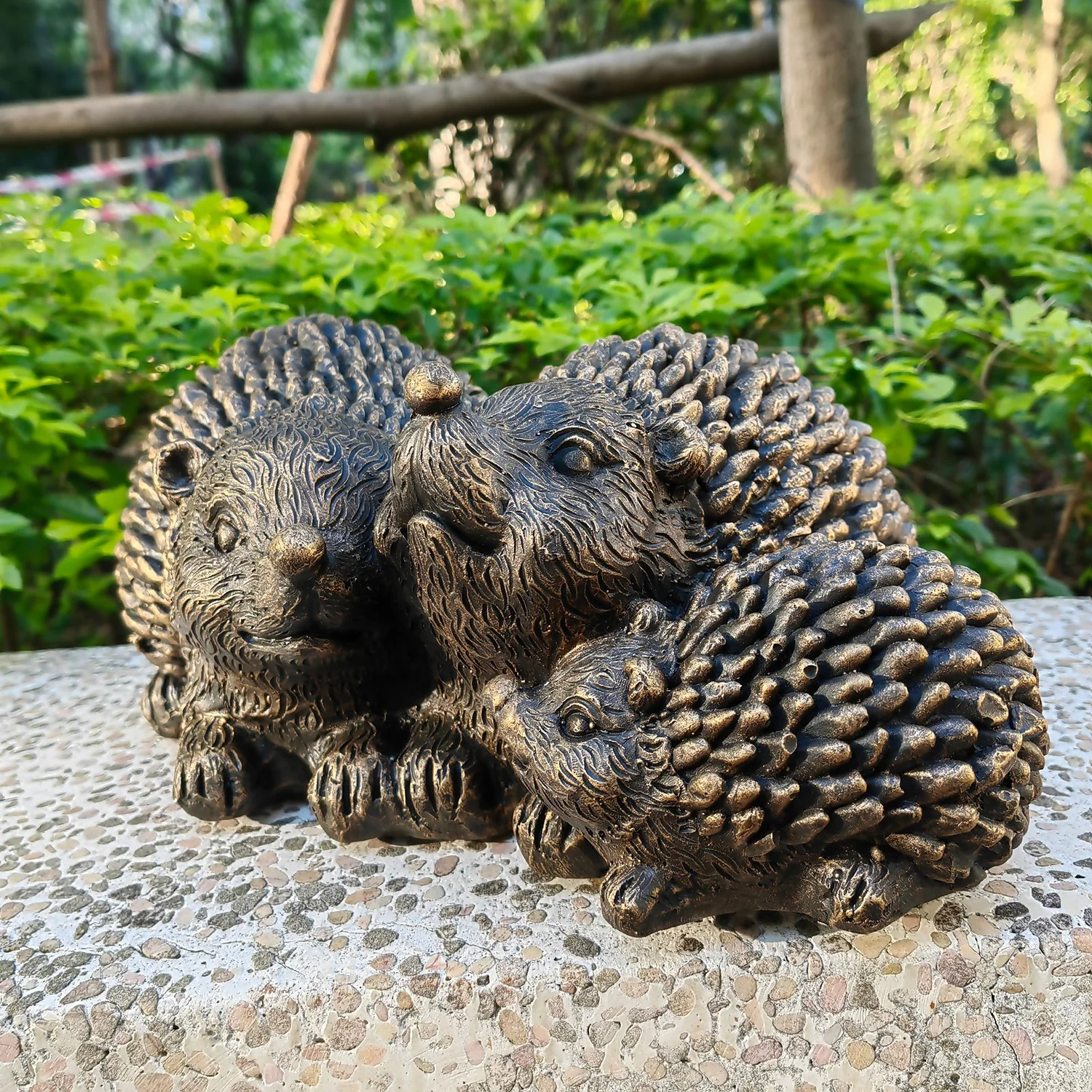 Bronze Look Hedgehog Family Garden Ornament 2 Bronze Look Hedgehog Family Garden Ornament - Image 2