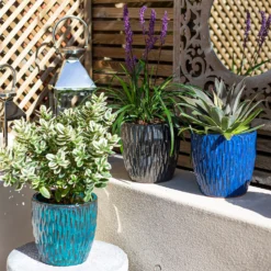 Chiswick Textured Pot Blue - 38cm 11 Chiswick Textured Pot Blue - 38cm -Garden Decoration 13973623 2585011239513801