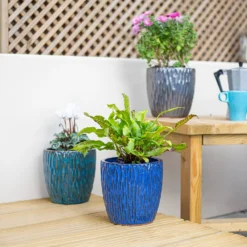 Chiswick Textured Pot Blue - 18cm 10 Chiswick Textured Pot Blue - 18cm -Garden Decoration 13973626 4685011238594907