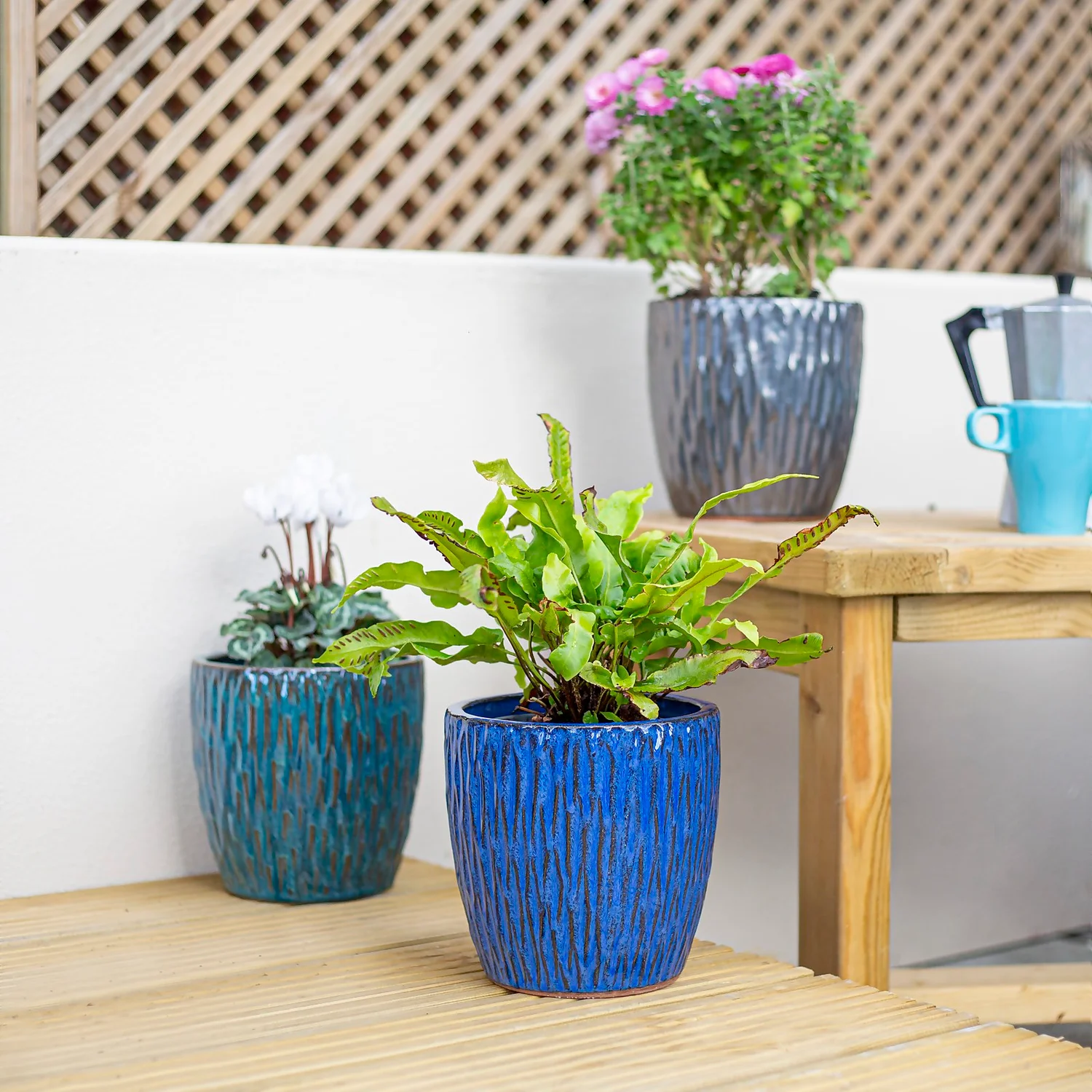 Chiswick Textured Pot Blue - 18cm 5 Chiswick Textured Pot Blue - 18cm - Image 5