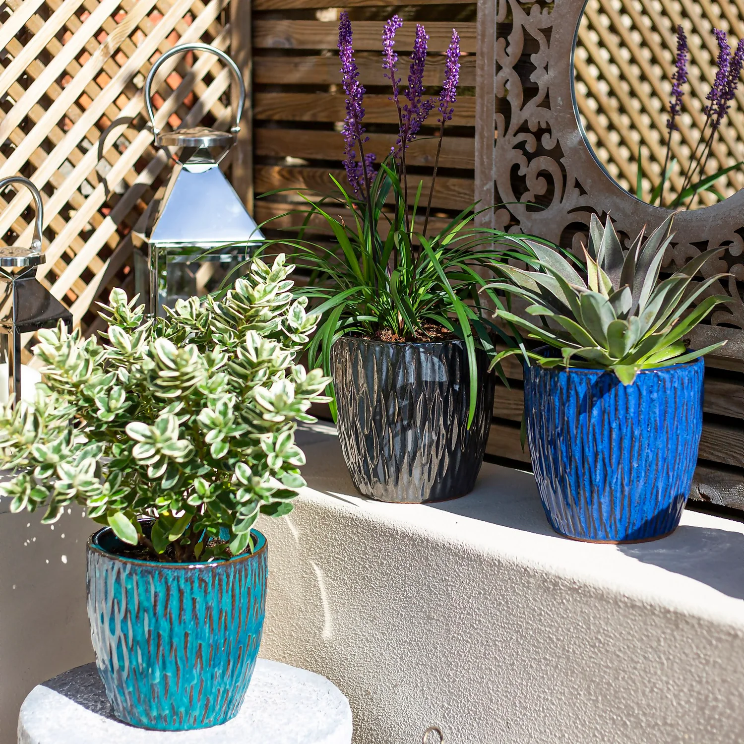Chiswick Textured Pot Blue - 18cm 6 Chiswick Textured Pot Blue - 18cm - Image 6