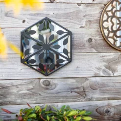 Hexagonal Laser Cut Outdoor Mirror 35cm - Black 9 Hexagonal Laser Cut Outdoor Mirror 35cm - Black -Garden Decoration 13981007 4985005835349966