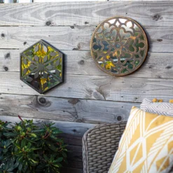 Round Laser Cut Outdoor Mirror 35cm - Bronze -Garden Decoration 13981008 1935005835535414
