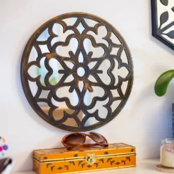 Round Laser Cut Outdoor Mirror 35cm - Bronze -Garden Decoration 13981008 8645005835380560